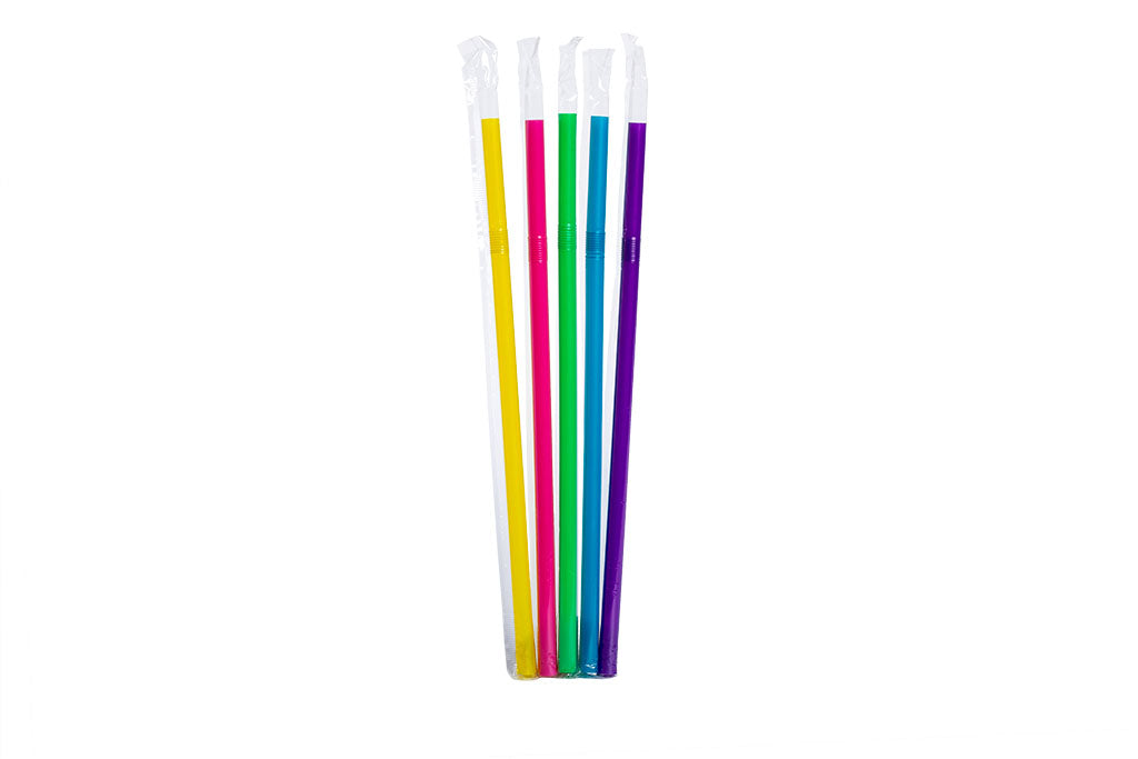 Kunststoff Trinkhalme, Plastik Strohhalme, flexibel, bunt sortiert, 235 mm lang, ⌀7 mm